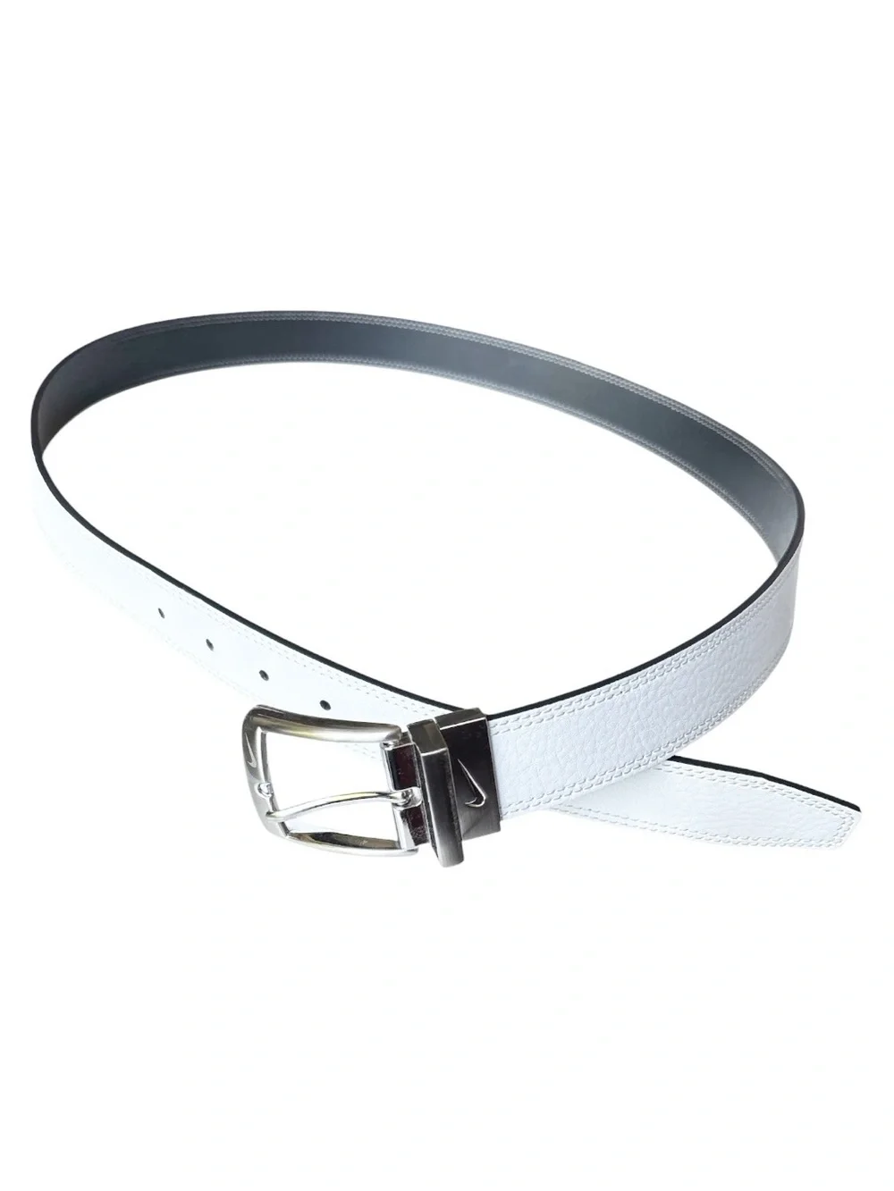Nike Genuine Leather Reversible black and white mens brushed nickel belt | XL